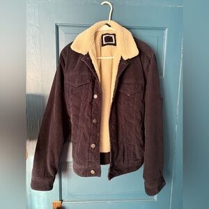 Men's Navy Sherpa-Lined Corduroy Jacket